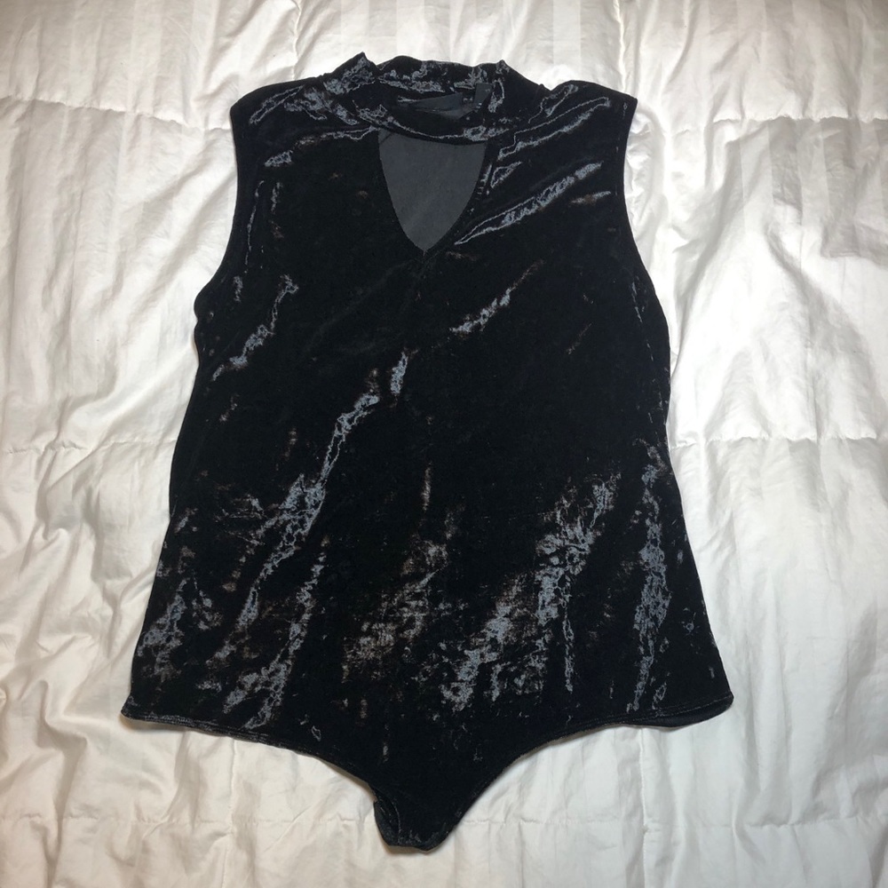 Velvet choker body suit